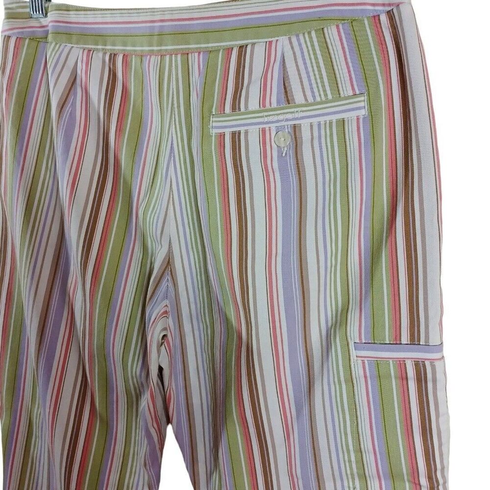 Lizgolf Striped Golf Casual Colorful Stretch Capri Pants White Green Pink Sz 8p - Picture 5 of 8
